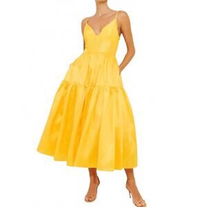 NEW HUTCH bustier tiered midi dress in yellow